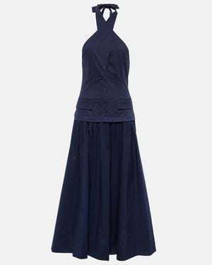 STAUD Harrington Chino And Poplin Maxi Dress - Blue