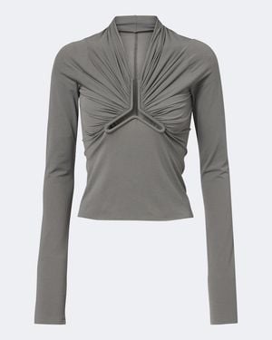 Rick Owens Allanah Gathered Jersey Top - Grey