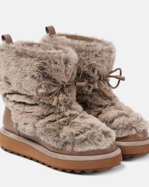 Robert Clergerie Ankle Boots Zeva Aus Faux Fur Mit Leder - Natur