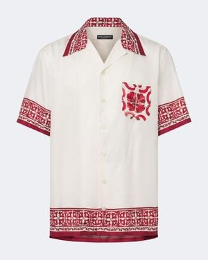 Dolce & Gabbana Majolica Silk Jacquard Shirt - Red