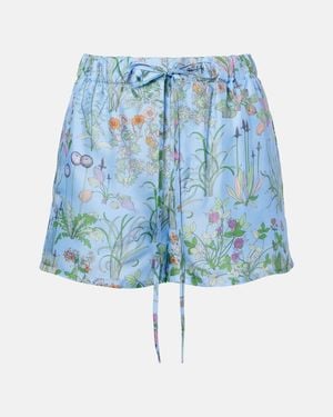 Gucci Floral Silk Satin Shorts - Blue