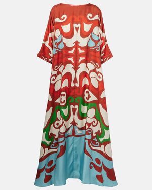 La DoubleJ Muumuu Printed Silk Twill Maxi Dress - Red