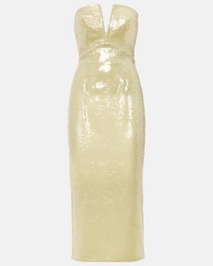 Roland Mouret Sequined Strapless Corset Dress - Yellow