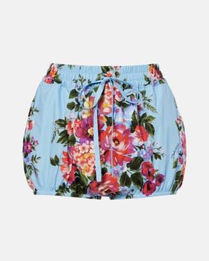 Dolce & Gabbana Floral Cotton Poplin Shorts - Blue