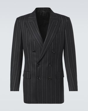 Tom Ford Striped Wool Blazer - Black
