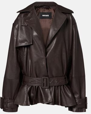 ROTATE BIRGER CHRISTENSEN Belted Leather Biker Jacket - Black
