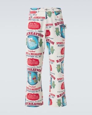Bode Enrichment Knolly Brook Cotton Straight Trousers - White