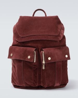 Brunello Cucinelli Rucksack Aus Veloursleder - Rot