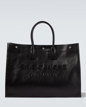 Saint Laurent Rive Gauche Large Cabas En Cuir Lisse - Black