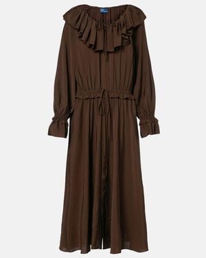 Polo Ralph Lauren Ruffle Midi Dress - Brown
