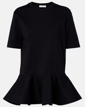 Alaïa Peplum Cotton Jersey T-Shirt - Black