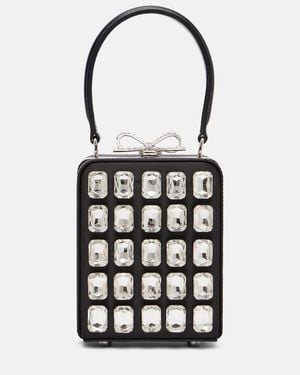 Self-Portrait Micro Crystal-Embellished Box Bag - White