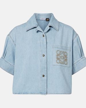 Loewe Paula's Ibiza Anagram Cropped Denim Shirt - Blue