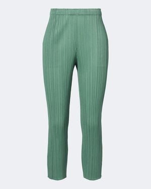 Pleats Please Issey Miyake Monthly Colors: August Pleated Slim Trousers - Green