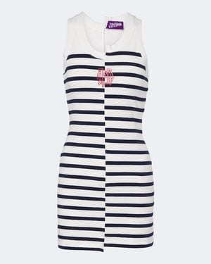 Jean Paul Gaultier Striped Cotton-Blend Jersey Minidress - Blue