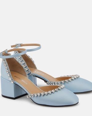 Mach & Mach Audrey 55 Embellished Satin Court Shoes - Blue