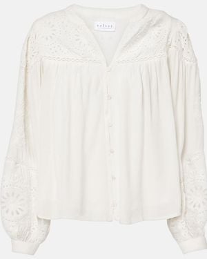 Velvet Libby Open-Knit Blouse - White