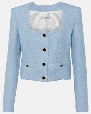 Alessandra Rich Sequined Tweed Jacket - Blue
