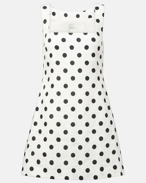 Posse Alice Polka-Dot Linen Minidress - White
