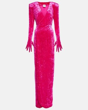 Vetements Diva Gloves Velvet Maxi Dress - Pink