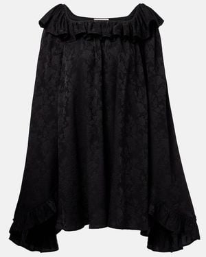 Chloé Ruffled Jacquard Silk Minidress - Black