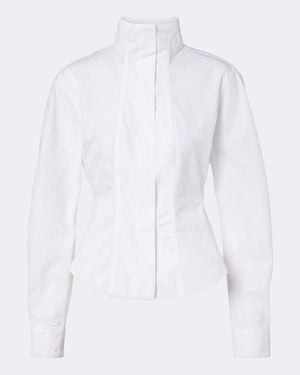 Jacquemus Tulipe Open-Back Cotton Poplin Shirt - White