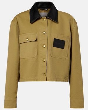 Balenciaga Cropped Leather-Trimmed Cotton Jacket - Green