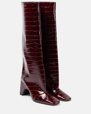 Coperni Bridge Croc-Effect Leather Knee-High Boots - Red
