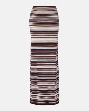 AYA MUSE Knitted Striped Maxi Skirt - Red