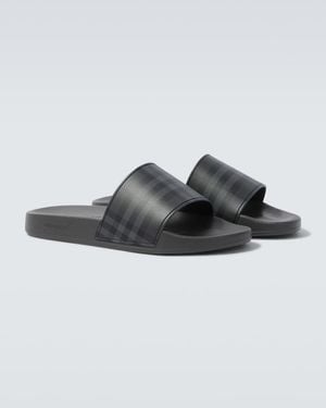Burberry Check Slides - Black