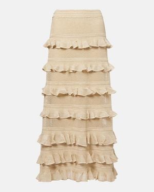 Zimmermann Hypnotic Tiered Lame Maxi Skirt - Natural