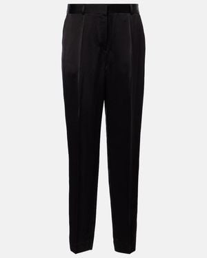 TOTEME High-Rise Satin Straight Trousers - Black