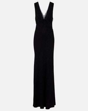 Chloé Silk Jacquard And Lace Gown - Black