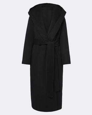 TOTEME Abrigo Con Capucha De Lana Con Cinturon - Negro