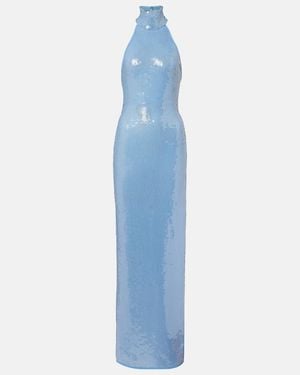 Oséree Sequined Halterneck Maxi Dress - Blue