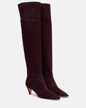 Gianvito Rossi Elise Suede Knee-High Boots - Red