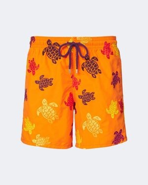 Vilebrequin Mistral Embroidered Swim Trunks - Orange