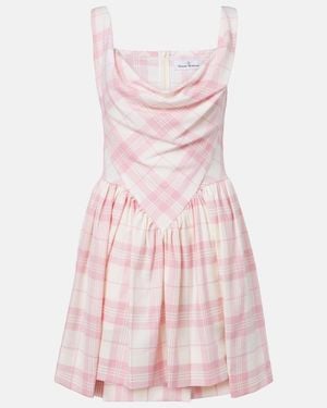 Vivienne Westwood Sunday Checked Wool-Blend Minidress - Pink