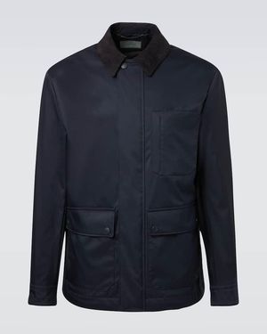 Canali Blouson Mit Veloursleder - Blau