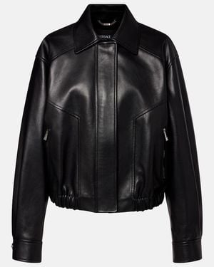 Versace Leather Blouson Jacket - Black