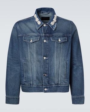 Simone Rocha Giacca Di Jeans Cropped Con Perle Bijoux - Blu