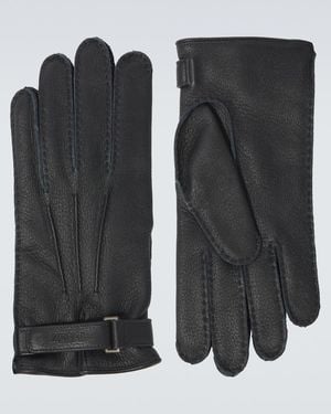 ZEGNA Embossed Leather Gloves - Black