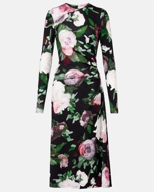 Erdem Draped Floral Midi Dress - Green