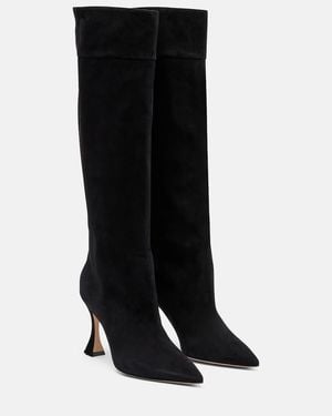 Manolo Blahnik Miralone 90 Suede Knee-High Boots - Black