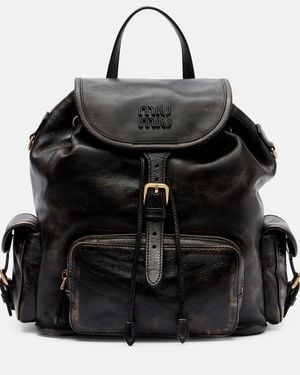 Miu Miu Rucksack Aus Leder - Schwarz