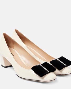 Tom Ford Audrey 55 Bow-Detail Patent Leather Court Shoes - White