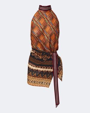 Dries Van Noten Top Estampado - Marrón