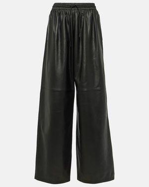 Wardrobe NYC Leather Wide-Leg Trousers - Black