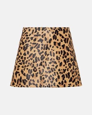 Alaïa Leopard-Print Calf Hair Miniskirt - Natural