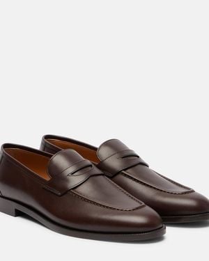 Loro Piana Sergio Leather Penny Loafers - Brown